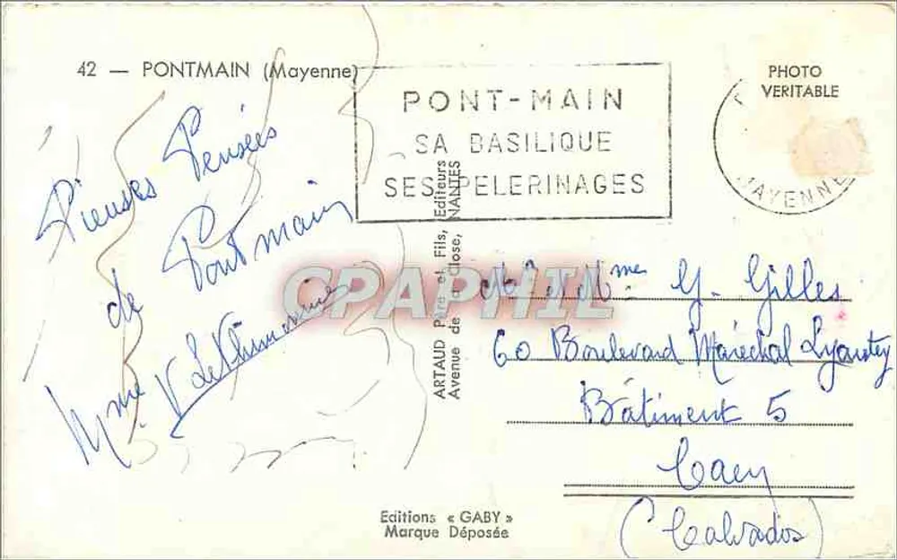 Notre-Dame — Pèlerinage — Souvenir de Pontmain — Éditeur ARTAUD Frères & Cie - Verso