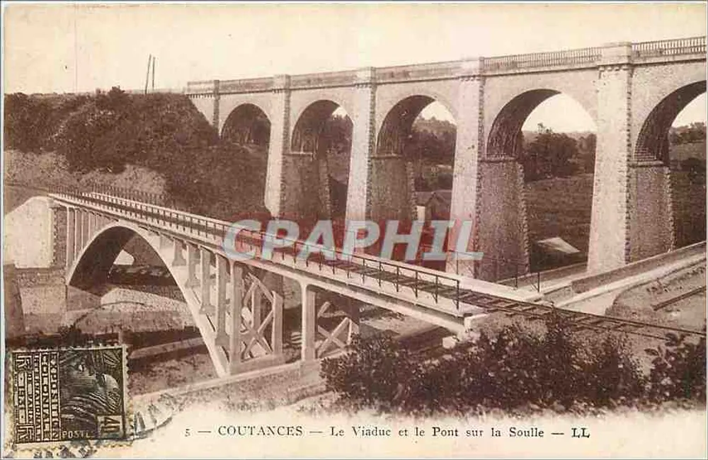 Coutances — Der Viadukt und die Brücke über die Souille — LL - Vorderseite