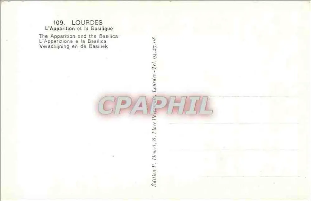 Lourdes — A Aparição e a Basílica — Edição P. Doucet, n°109 - Verso