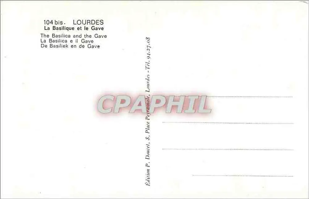 Lourdes — A Basílica e o Gave — Éd. Lux - Verso