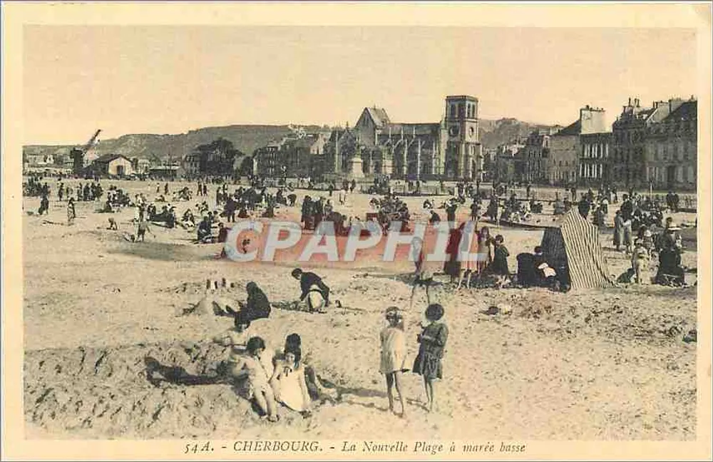 Cherbourg - A Nova Praia com maré baixa — Edição Benjamin-Raoul, Cherbourg - Frente