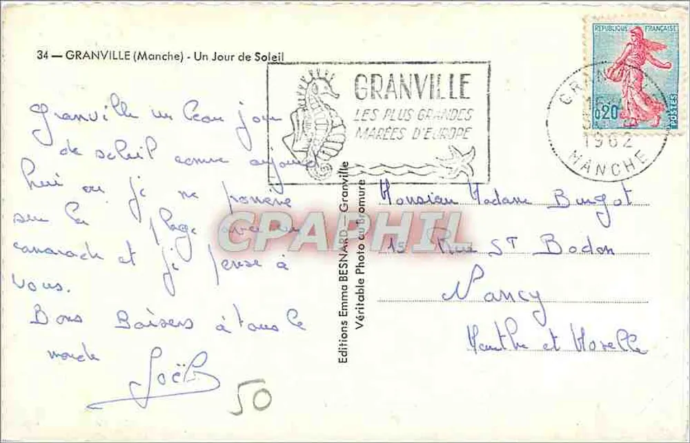 Granville (Manche) — Um Dia de Sol — Éditions BESNARD n°34 - Verso