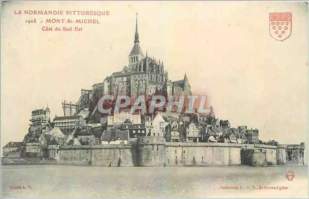 Mont-Saint-Michel — Lado sul-leste — Coleção L. G. B. St-Pierre-Igreja - Frente