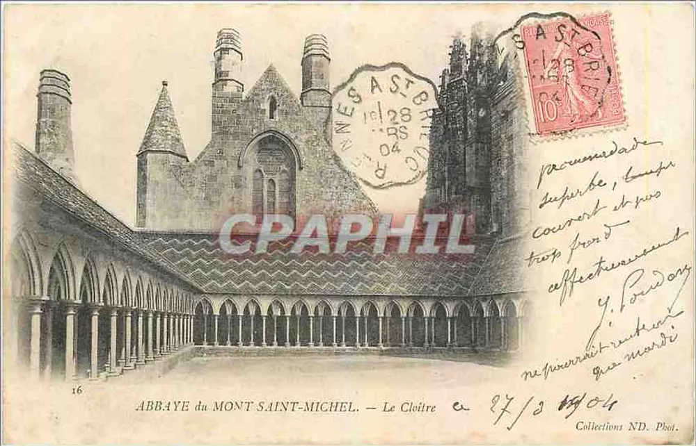 ABBAYE del MONT SAINT-MICHEL — Il Cloître — Collezioni ND. Fot. n°16 - Recto