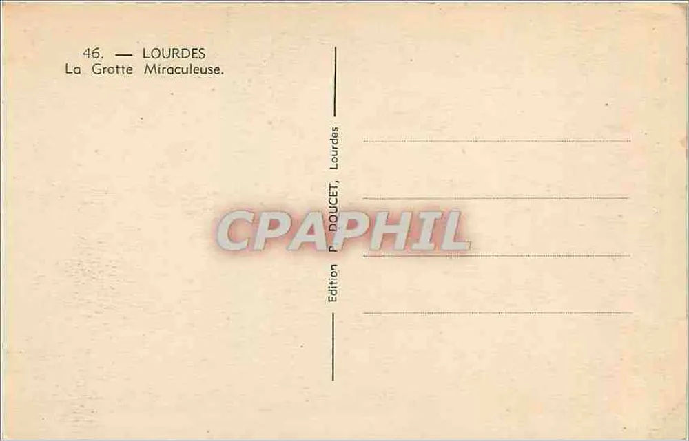 Lourdes — A Gruta Milagrosa — Edição P. DOUCET, Lourdes - Verso