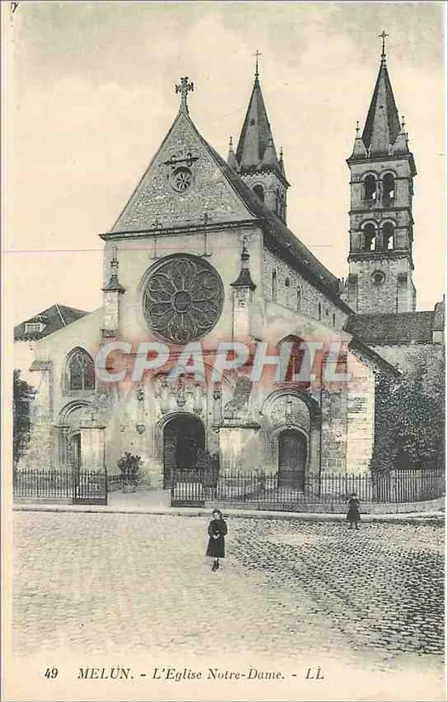Melun - View of Notre-Dame Church - LL - Front