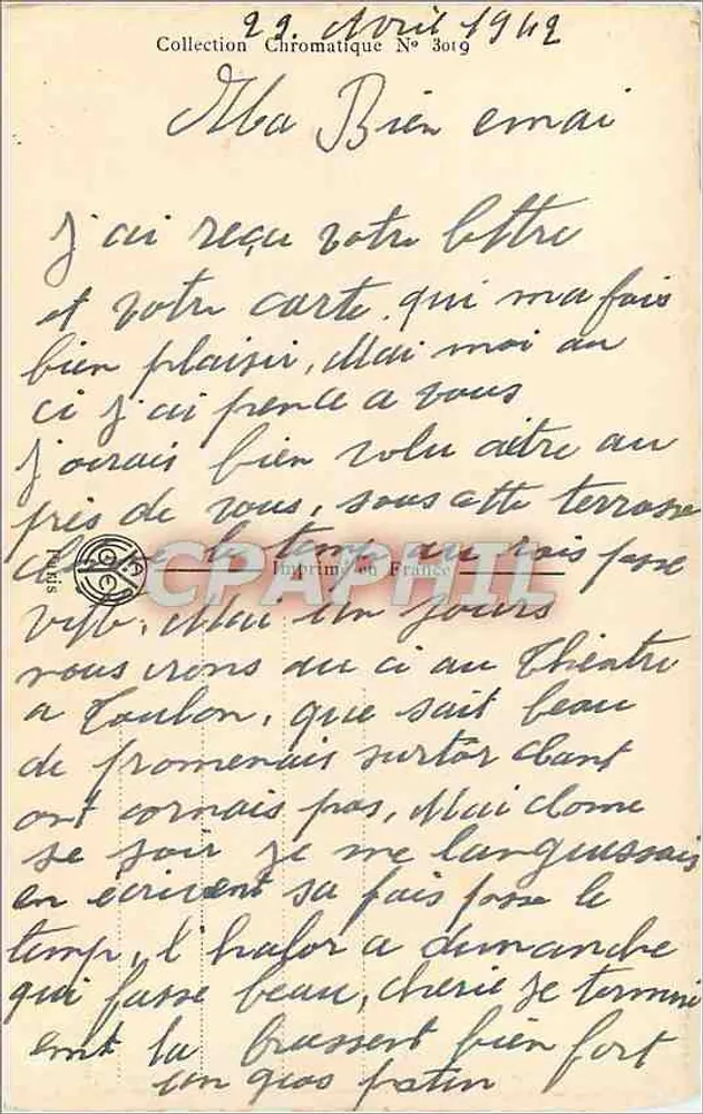 Casal apaixonado — flores de pensamento — Coleção Cromática N° 3019 - Verso