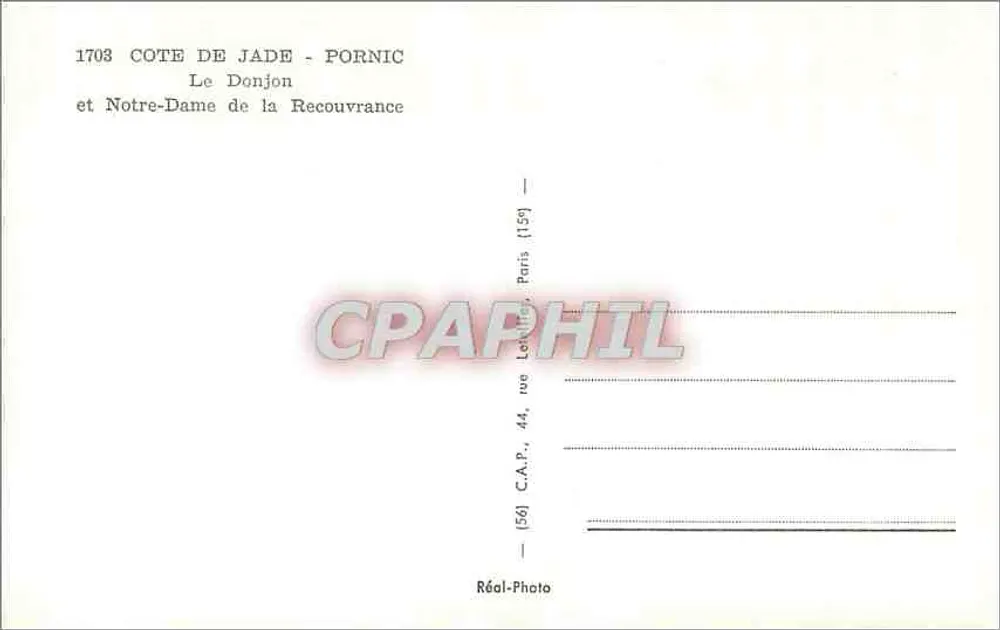 Le Donjon et Notre-Dame de la Recouvrance — Côte de Jade, Pornic — Réal-Photo - Verso