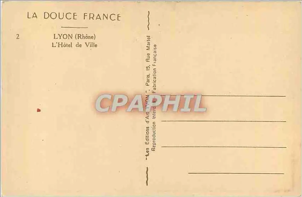 O Hotel de Ville de Lyon — Rhône — Éditions d'Art Lyon - Verso