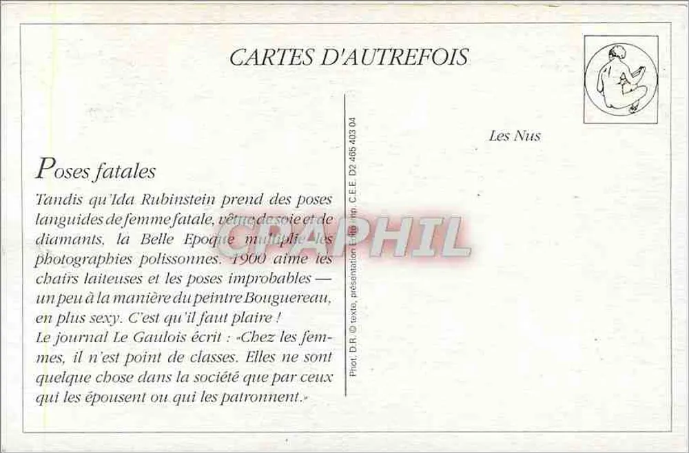 Nu — pose fatal — Cartes d'Autrefois, série 23 - Verso