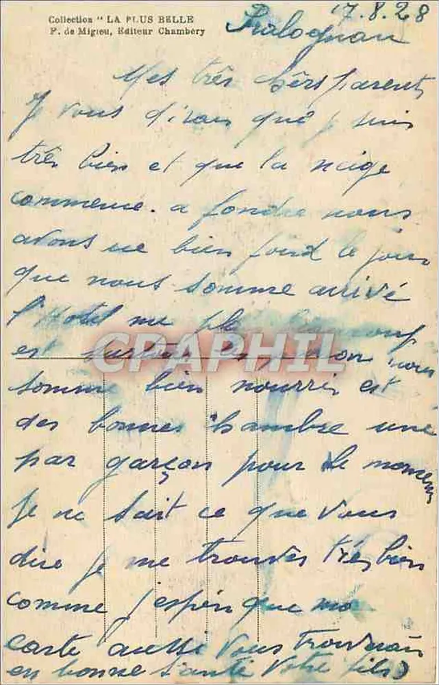 Trajes de Savoia (Tarenlaïse) — Série 98 — Editor P. de Migeiou, Chambéry - Verso