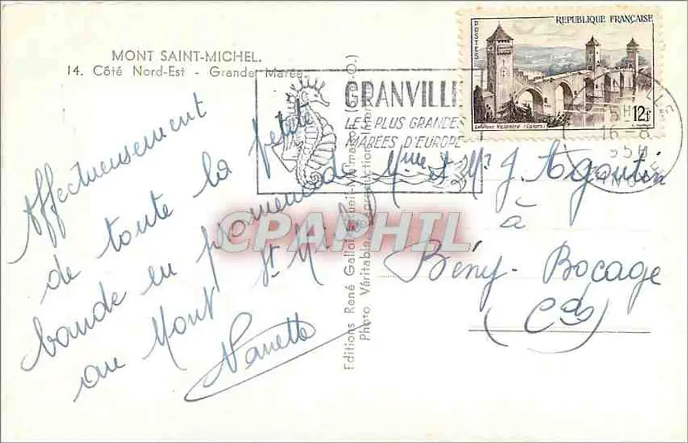 Monte Saint-Michel — Vista do lado Nordeste — Edições René Gallot, Granville - Verso