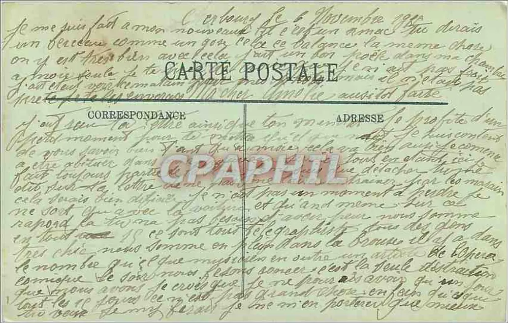 Cherbourg — Die Straße der Kasernen und die Militärkapelle — LL. — Nr. 121 - Rückseite