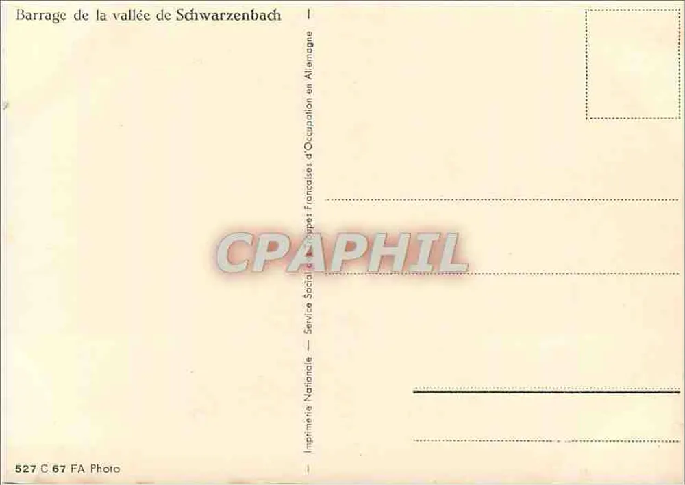 Zadziorna w dolinie Schwarzenbach — okupacja francuska w Niemczech — Imprimerie Nationale — 527 C 67 FA Photo - Rewers