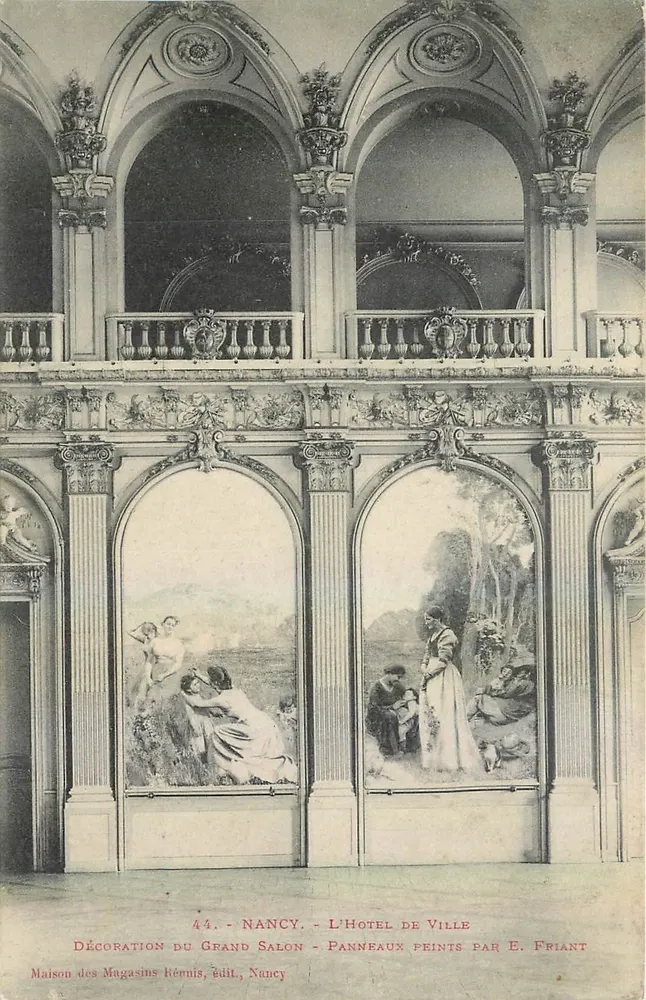 Nancy - O Hotel de Ville - Decoração do Grande Salão - Painéis pintados por E. Friant - Frente