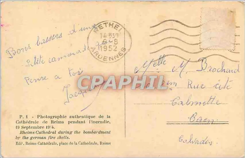 Katedra w Reims — podczas pożaru — Wydawnictwo Reims-Katedra - Rewers