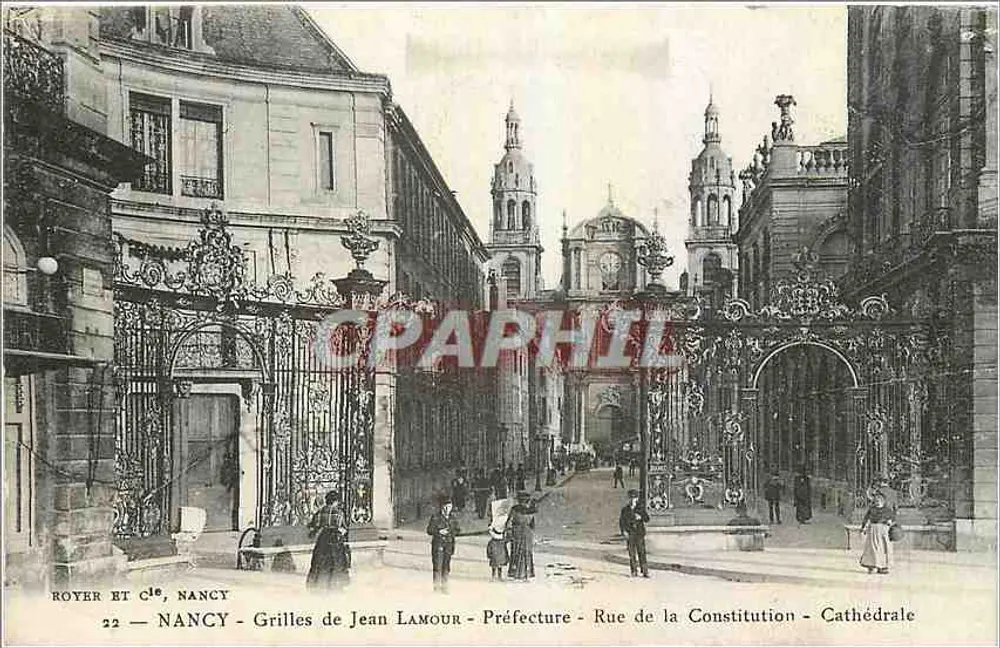 Nancy - Tore von Jean Lamour - Präfektur - Rue de la Constitution - Kathedrale - Vorderseite