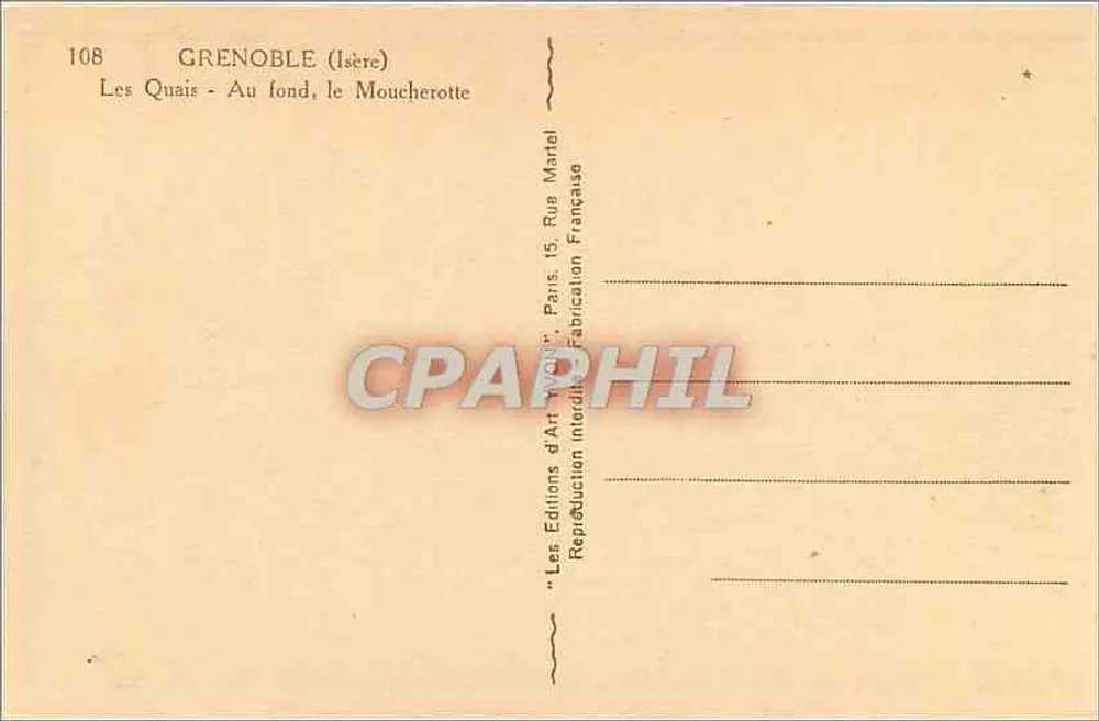 Grenoble (Isère) — Die Ufer — Im Hintergrund der Moucheterotte — Les Éditions d'Art Nouveau, Paris - Rückseite