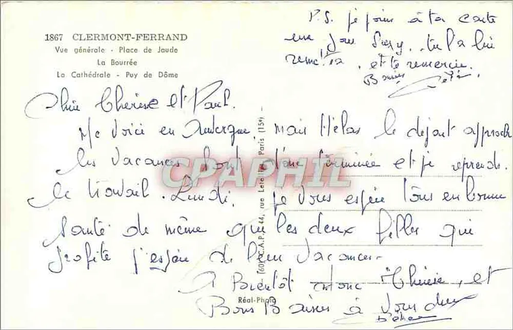 Clermont-Ferrand — Lembrança de Clermont-Ferrand — Foto Real - Verso