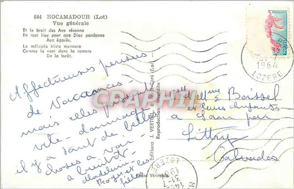 Rocamadour (Lote) — Vista geral — Edições J. Vertel - Verso