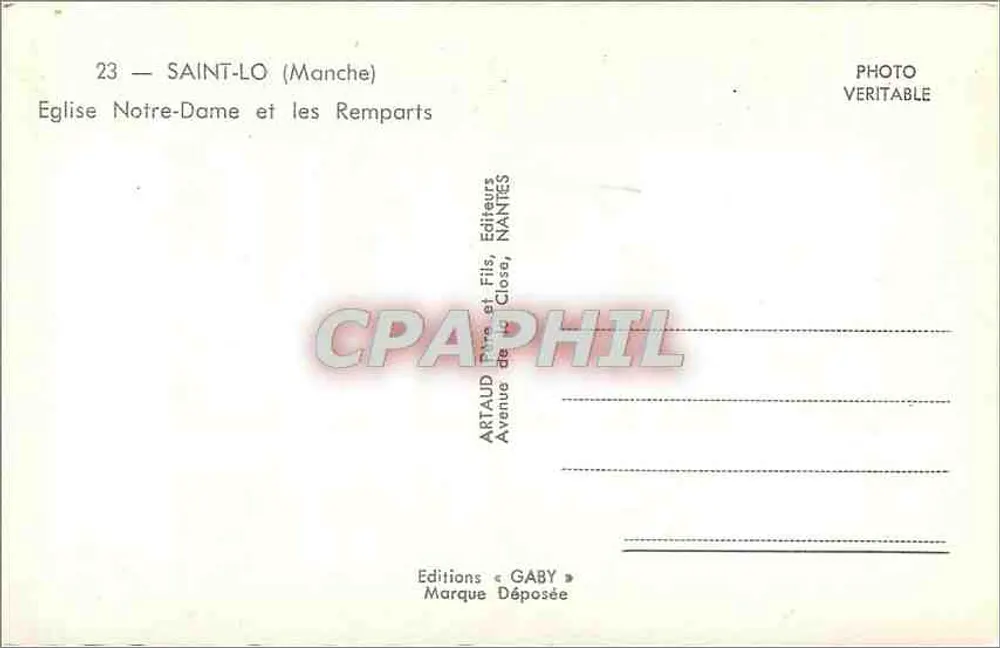Saint-Lô (Manche) — Ansicht der Kirche Notre-Dame und der Mauern — Editions Gaby - Rückseite