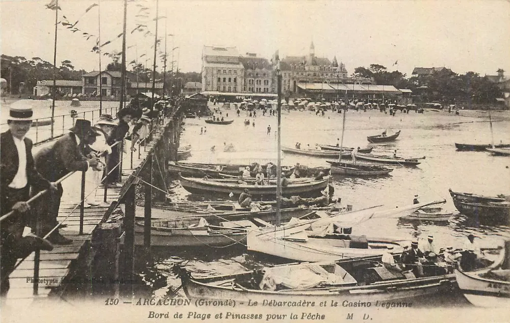 Arcachon (Gironde) — Der Pier und das Casino von Arcachon — Phototypie M. D. - Vorderseite