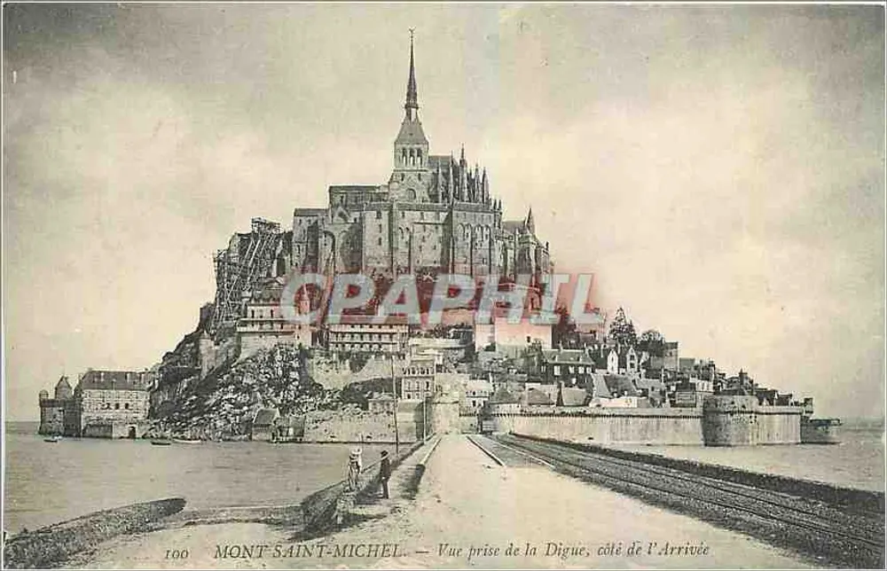 Mont-Saint-Michel — Ansicht vom Digue, Seite der Ankunft — n°100 - Vorderseite