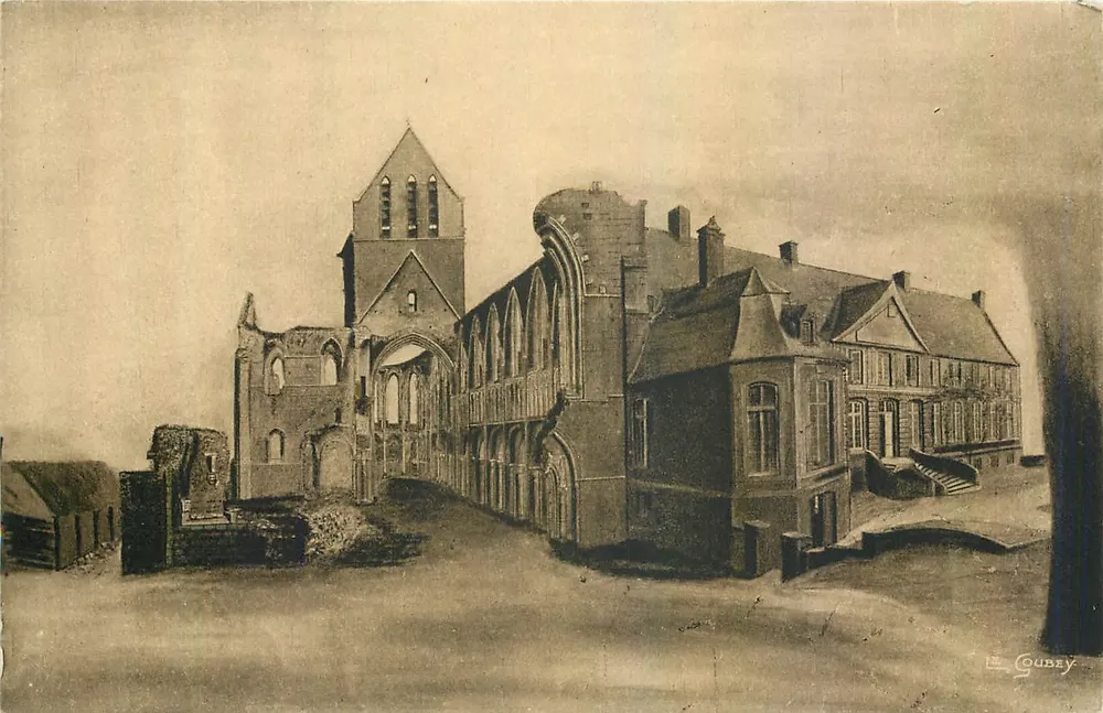 Abadia de Saint-Sauveur-le-Vicomte (Manche) — Ruínas da igreja em 1832 quando Sainte-Marie-Madeleine a tomou posse — Editor: Le Gubey - Frente