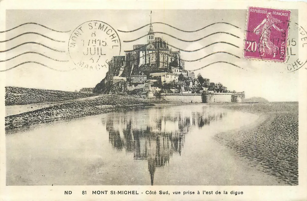 Mont Saint-Michel - Südseite, Aufnahme vom Osten der Deiche — ND 81 — CP des Arts, Straßburg - Vorderseite