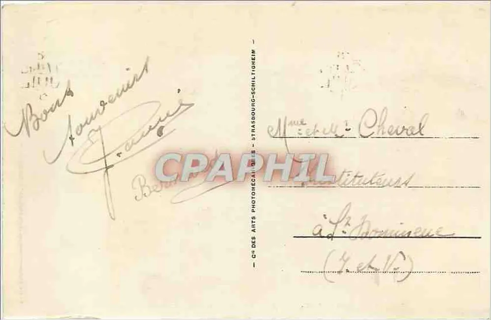 Mont Saint-Michel - Südseite, Aufnahme vom Osten der Deiche — ND 81 — CP des Arts, Straßburg - Rückseite
