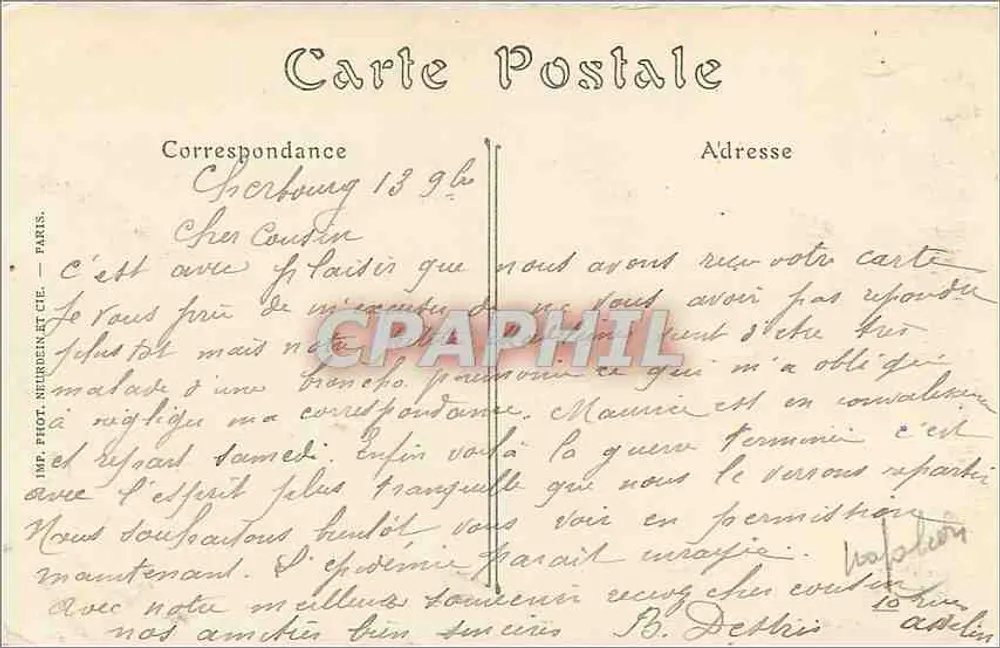 Cherbourg — De Beeld van Napoleon I — ND. Fot. - Achterkant