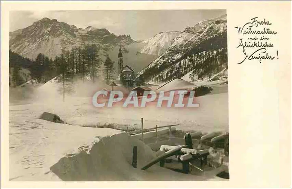 겨울 산간 풍경 — 출판사 Postl. orten-Industrie I. Wollzella 19 - 앞면