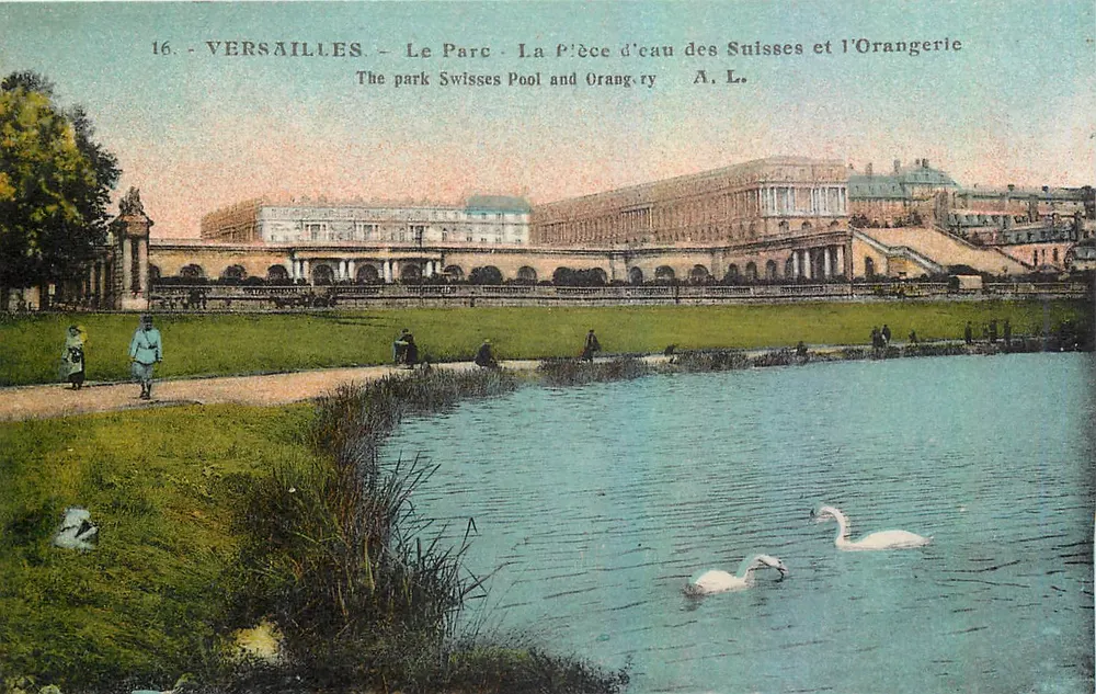 Versailles - Der Park - Die Wasserstelle der Schweizer und die Orangerie - A. L. - Vorderseite