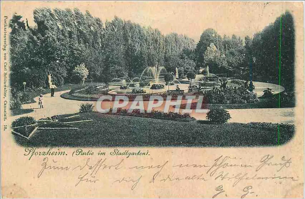 Pforzheim. (Part of the City Garden). — Publisher: Verlag von der Schönhäuser, no. 15. - Front
