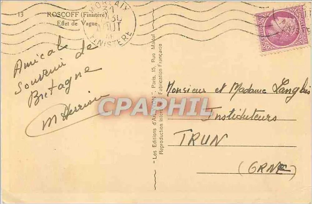 Roscoff - Efekt fali — Les Editions d'Art Mallet, nr 13 - Rewers