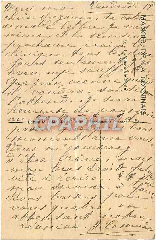 Dinan - Manoir de la Conninais — Edição M. PAMBRUN - Verso