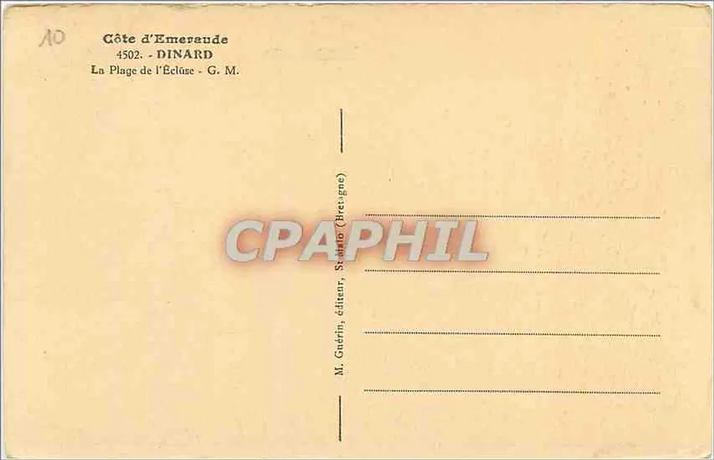 Praia da Écluse — Dinard — M. Guérin, editor, Sainte-Adresse (Bretagne) - Verso