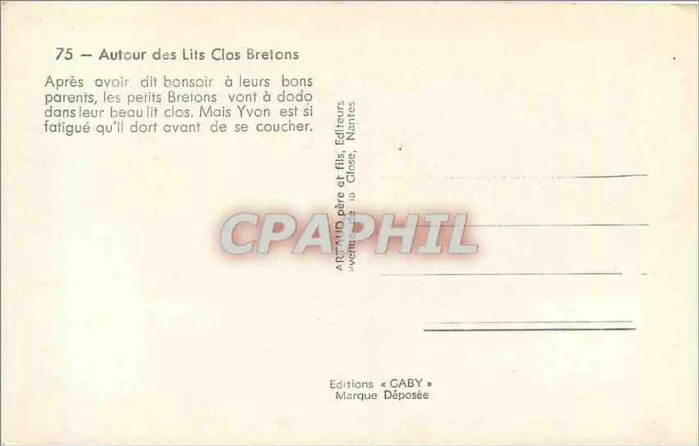 Dois crianças em um lit clos breton — SABY - Verso