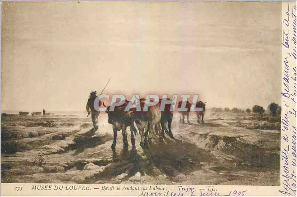 Bueques que se dirigen al trabajo — Troyoy — LL. — Museo del Louvre — n° 273 - Anverso