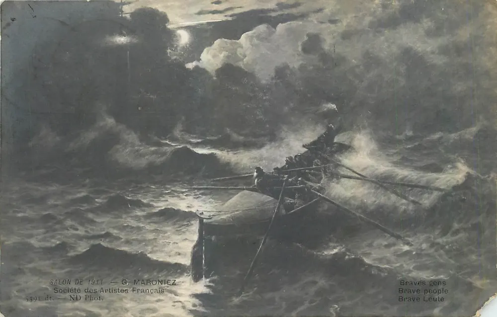 Bateau en pleine tempête — Salon de 1911 — G. Maroniez — Société des Artistes Français - Recto