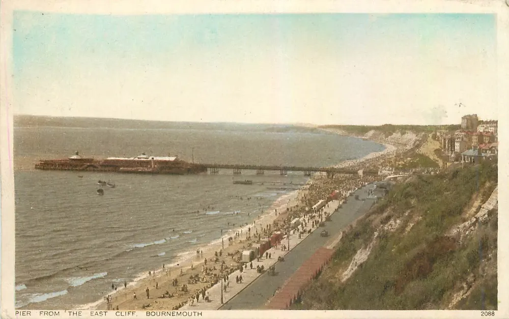 Pier from the East Cliff. Bournemouth — panoramische uitzicht — Fotogravure Antieke ansichtkaart n°2088 - Voorkant