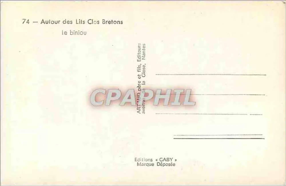 O biniou — Ao redor dos Lits Clos Bretões — Éditions Gaby, Nantes - Verso