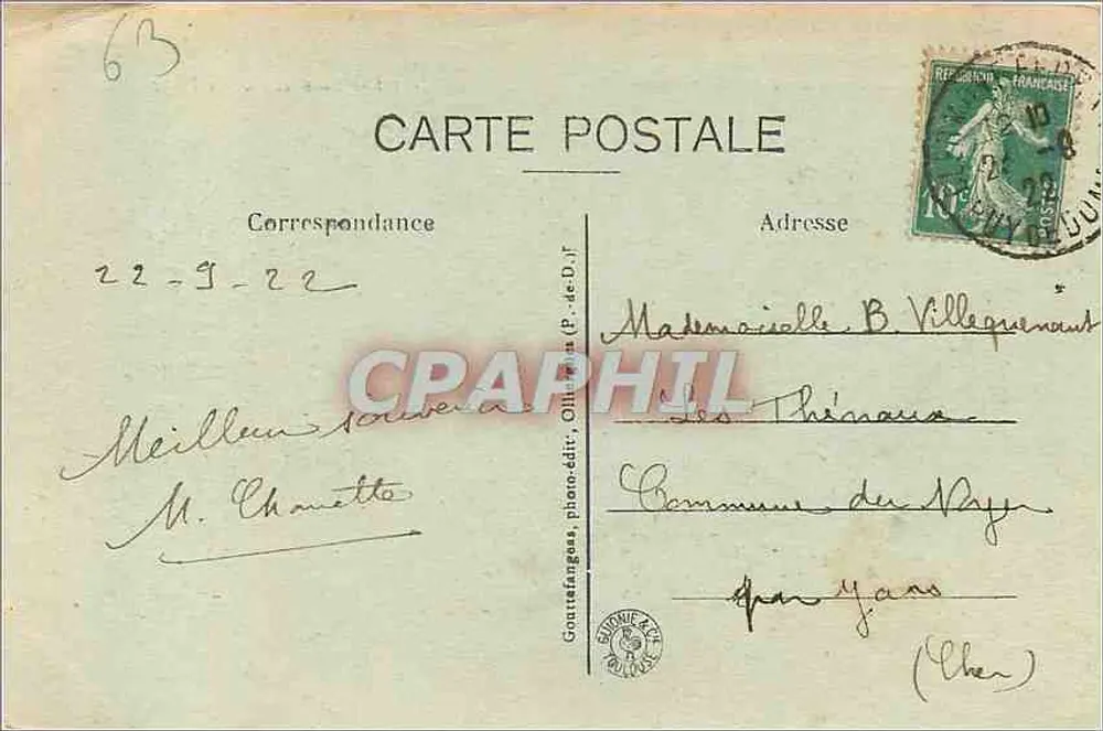Clermont-Ferrand — Panorama pris des Tours de la Cathédrale — Quartiers Ouest et Puy de Dôme — G. d'O. - Verso