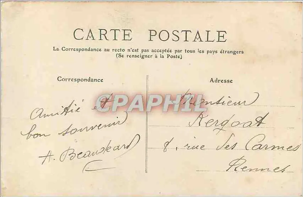 Arco de Port-Blanc — OUIBERON — Morbihan — editor desconhecido, número de série 6204 - Verso