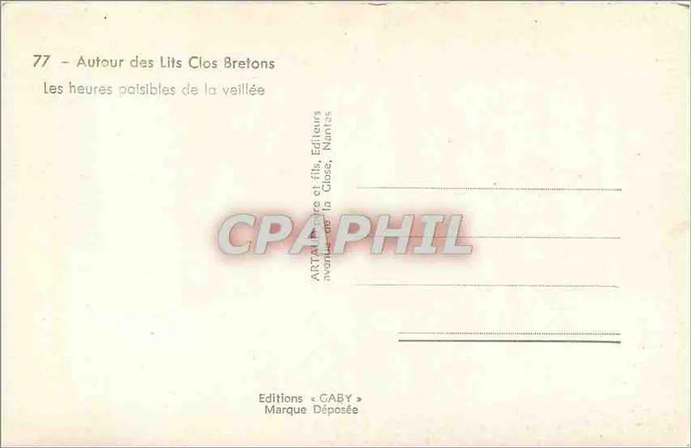 Um die geschlossenen Betten der Bretagne — Die ruhigen Stunden der Abendstunde — Editions GABY - Rückseite