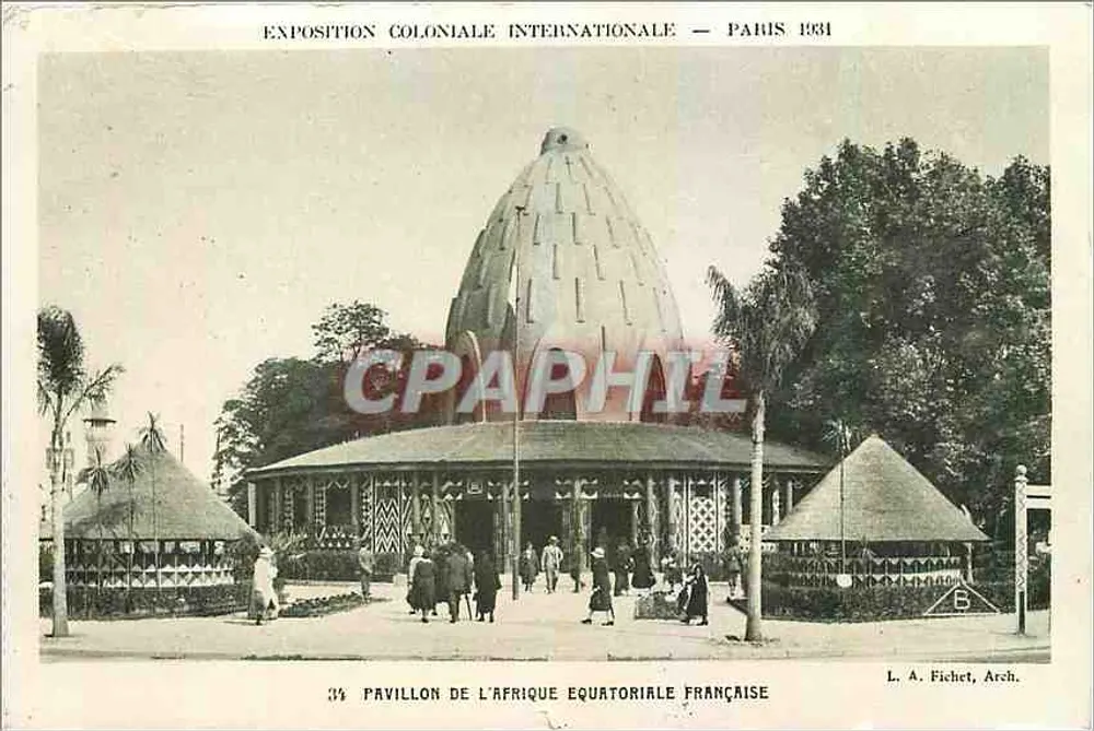 Pavillon der Französischen Äquatorialafrika — Internationale Kolonialausstellung — Paris 1931 — L. A. Fichet, Archi. - Vorderseite