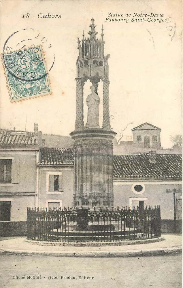 Cahors — Statue de Notre-Dame, Faubourg Saint-Georges — Cliché Molinié - Victor Priolau, Editeur - Recto