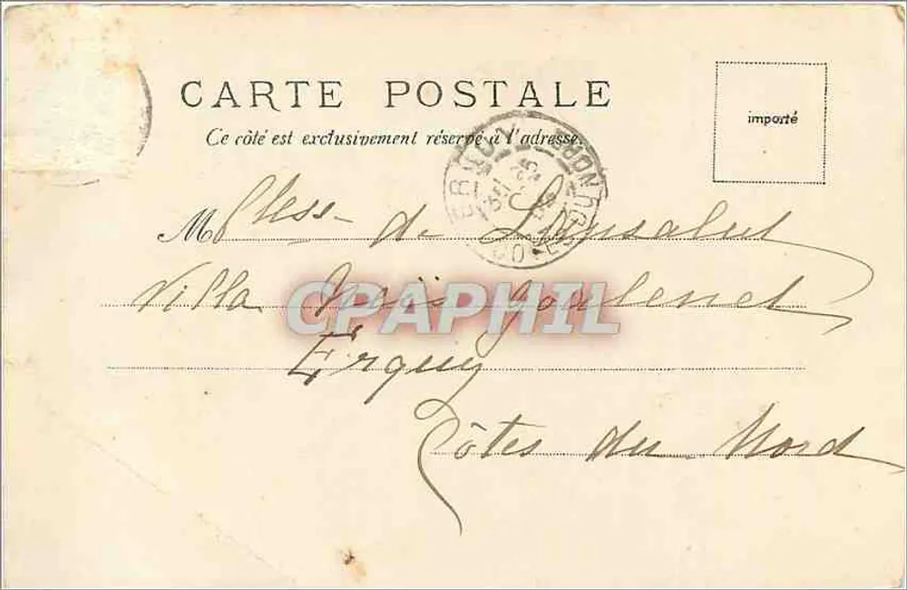 Statue of Guy de Maupassant — Bust and scene — V.P. No. 1314, published by Reuldinge - Back