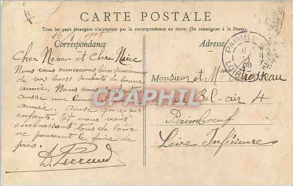 Cherbourg - Estátua de Napoleão I e a baía — Edição P. B. - Verso