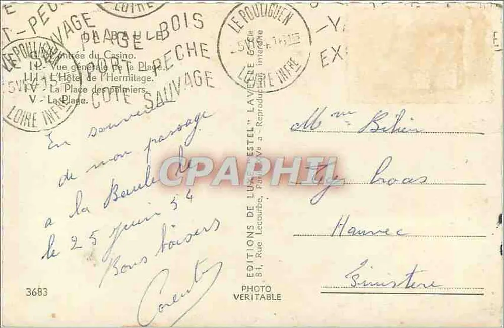 La Baule — Lembrete de La Baule — Edições de Luce Estel - Verso